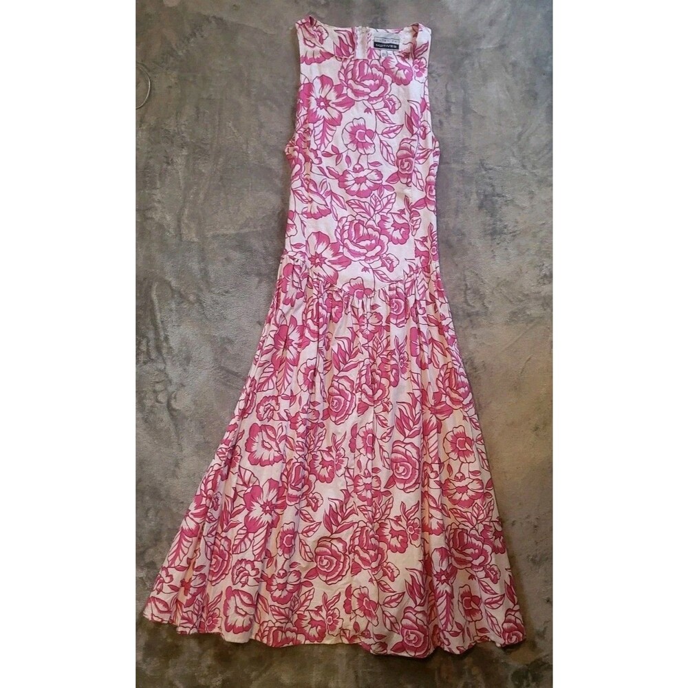 Vtg 80s Ulterior Motives Dress Colorful Medium Rose Floral Cottagecore Sundress